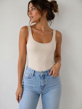 Elegant Cream Ribbed Bodysuit